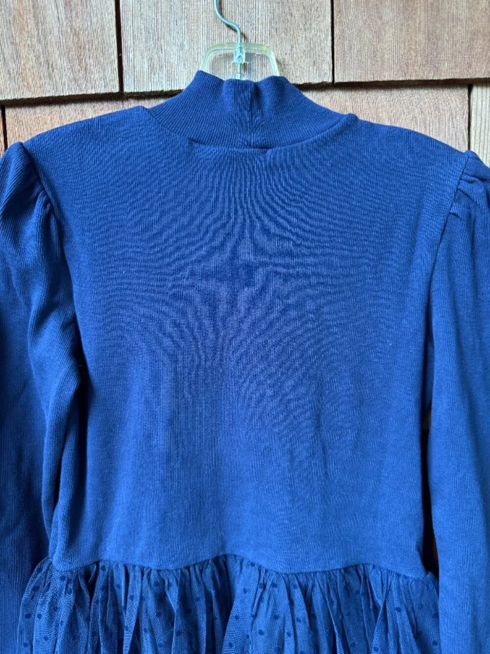 GAP Midnight Blue 2 in 1 Long Sleeve Mock Neck Knit & Tulle Dress in XX-Large